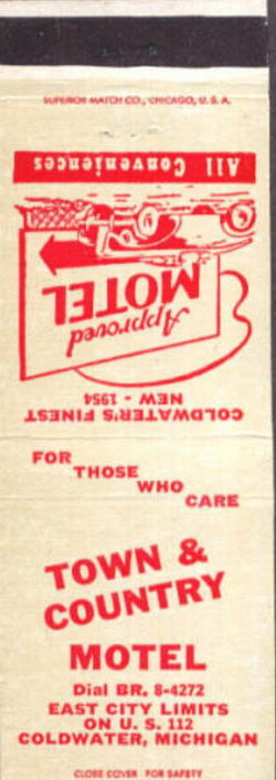 Town & Country Motel (Town and Country Motel) - Matchbook